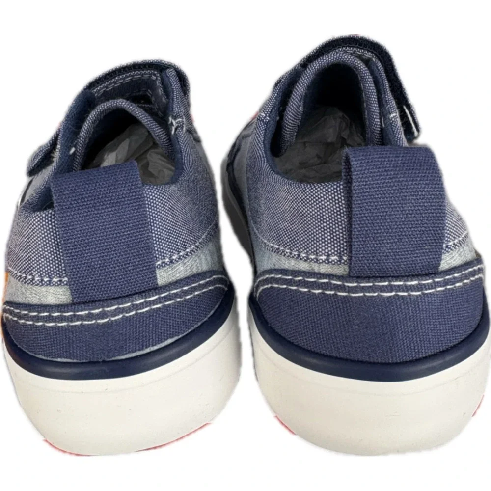 Kids Blue Grey‎ Canvas Double Strap Sneakers Low Top Shoes USA 10 EUR 27